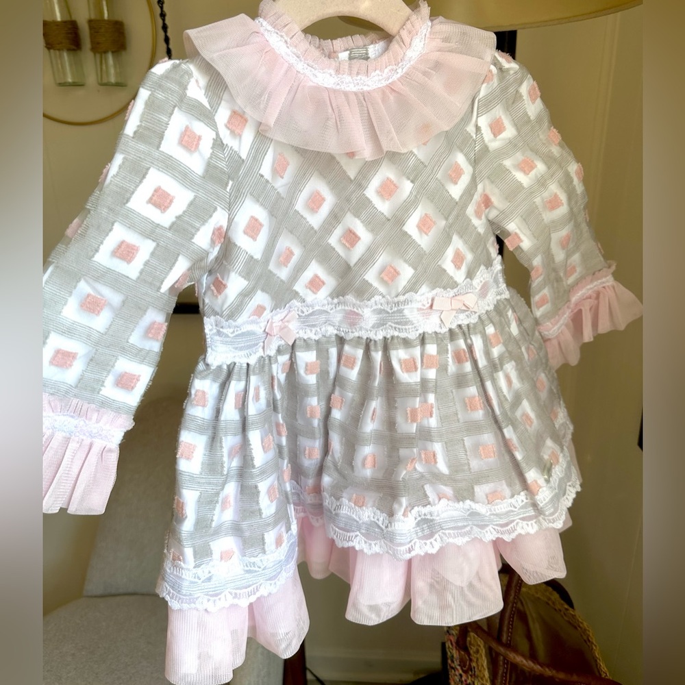 Charming Pink and White Kids Dress